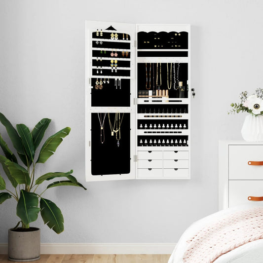 Schmuckschrank Mit Spiegel Wandmontage 37,5X10X106 Cm