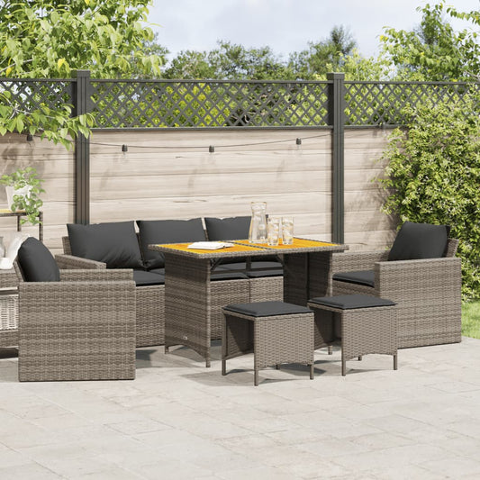 6-Tlg. Garten-Sofagarnitur Mit Kissen Poly Rattan