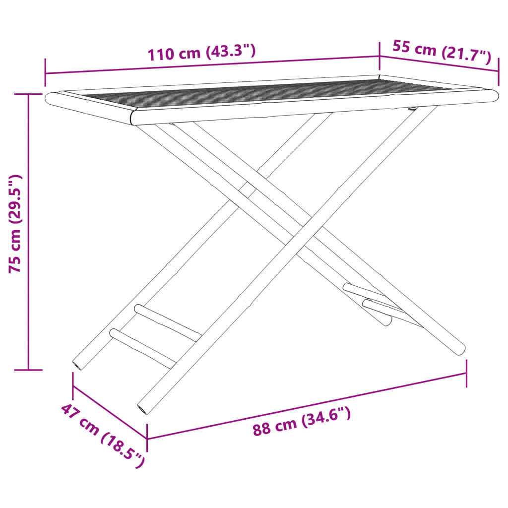 Gartentisch Klappbar 110X55X75 Cm Bambus