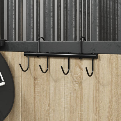 Trensenhalter Mit 6 Drehhaken Schwarz Stahl