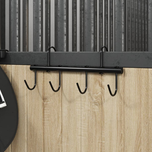 Trensenhalter Mit 6 Drehhaken Schwarz Stahl