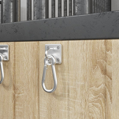 Augplatten Mit Karabinern 3 Stk. 360° Drehbar Silbern Stahl