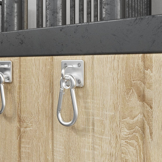 Augplatten Mit Karabinern 3 Stk. 360° Drehbar Silbern Stahl