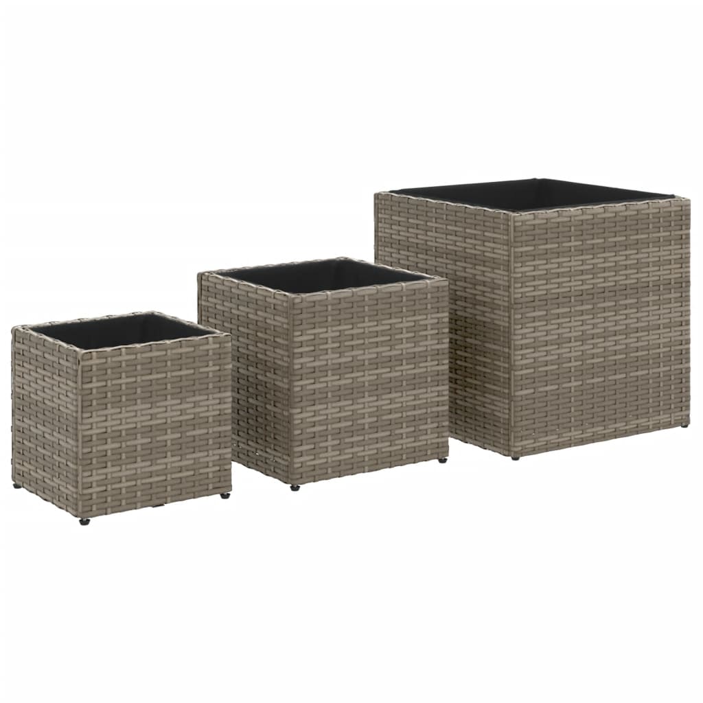 Pflanzkübel 3 Stk. Poly Rattan