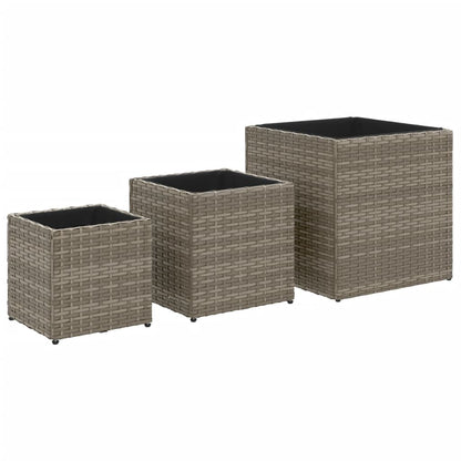 Pflanzkübel 3 Stk. Poly Rattan