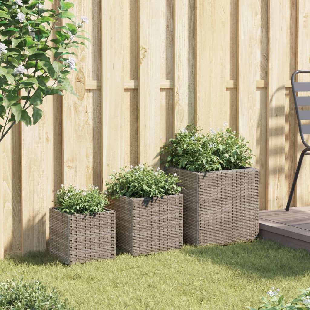 Pflanzkübel 3 Stk. Poly Rattan