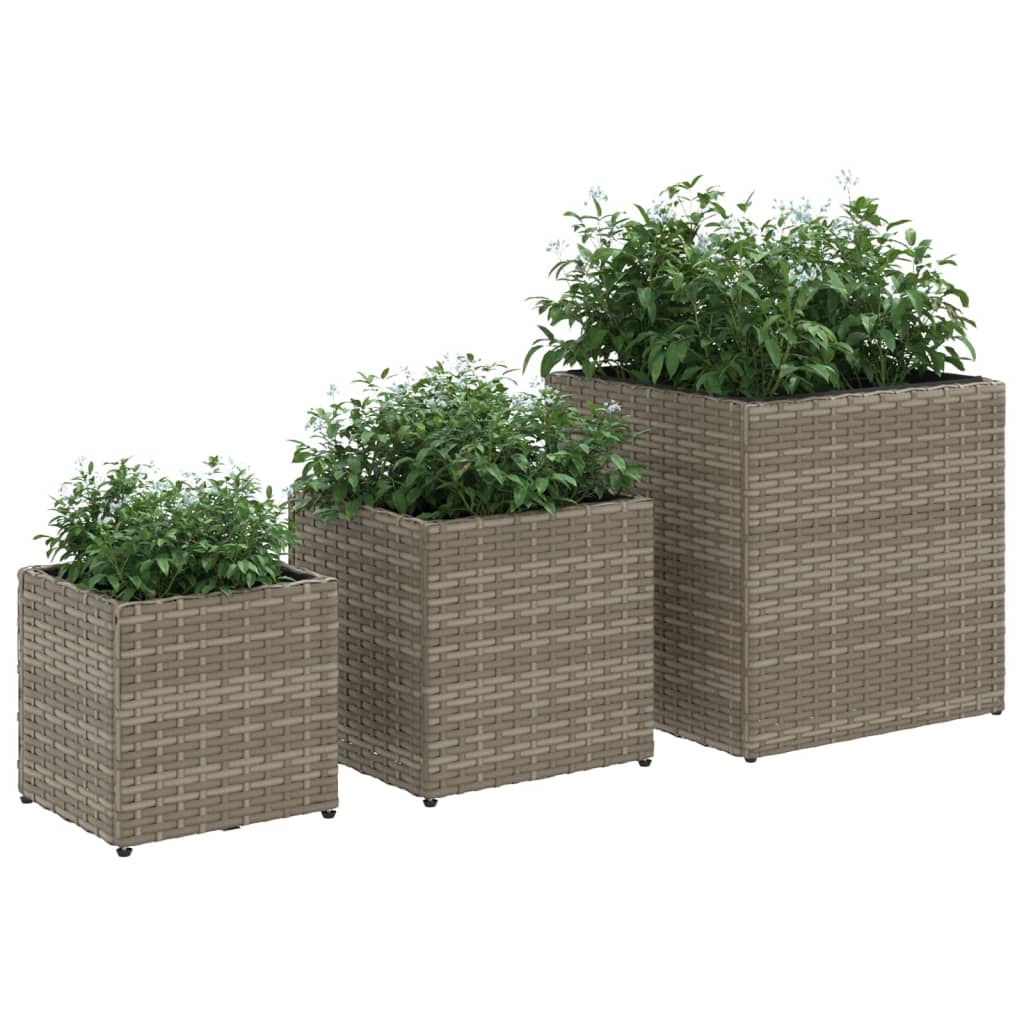 Pflanzkübel 3 Stk. Poly Rattan