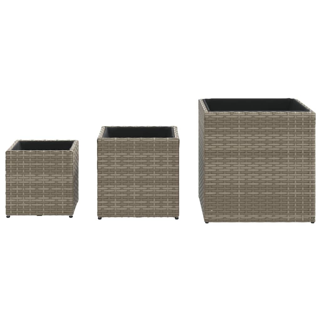 Pflanzkübel 3 Stk. Poly Rattan