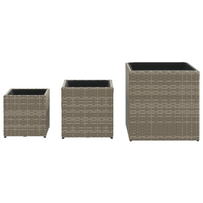 Pflanzkübel 3 Stk. Poly Rattan