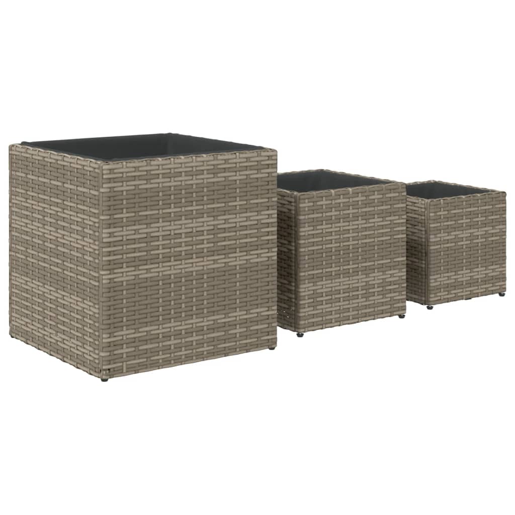 Pflanzkübel 3 Stk. Poly Rattan