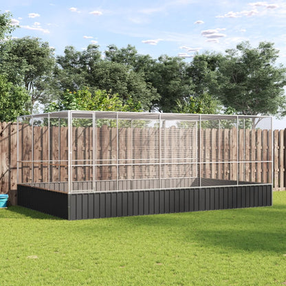 Voliere Mit Erweiterung Silbern 834,5X107X212 Cm Stahl