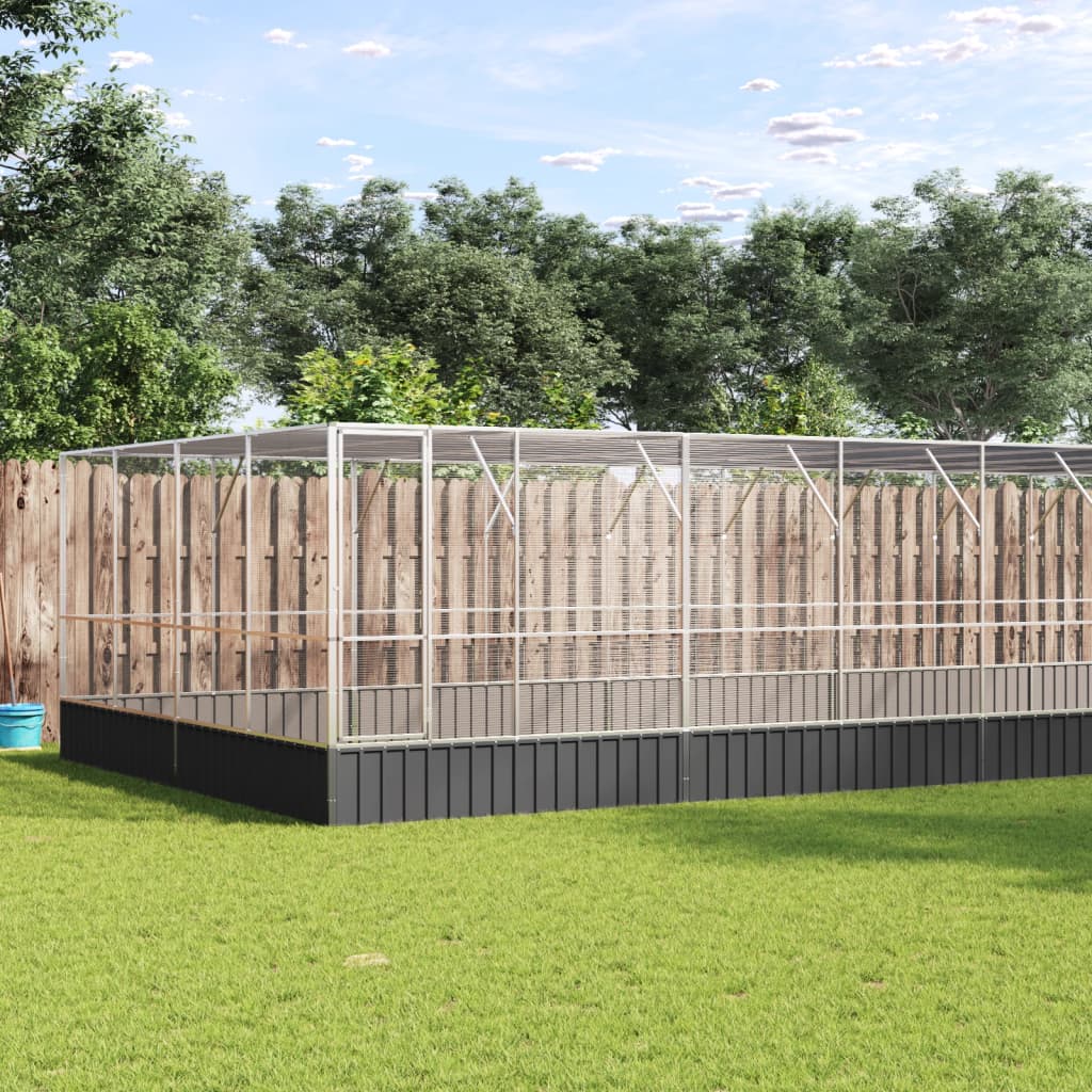 Voliere Mit Erweiterung Silbern 834,5X107X212 Cm Stahl