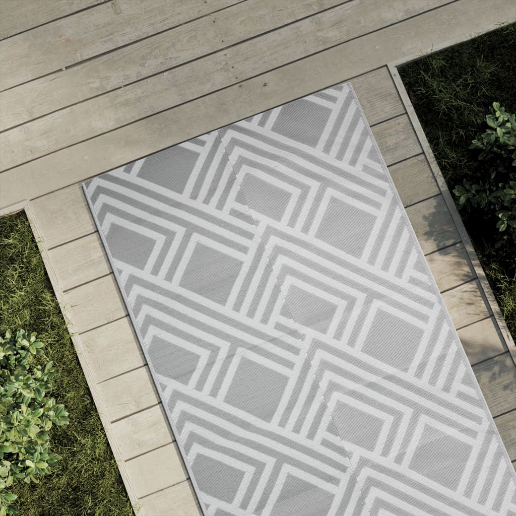 Outdoor-Teppich Arakil Grau Ø120 Cm Pp Streifen Grau