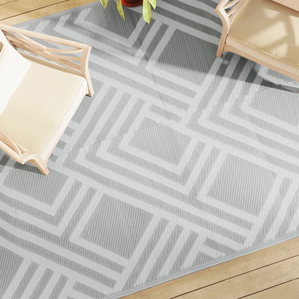 Outdoor-Teppich Arakil Grau Ø120 Cm Pp Streifen Grau