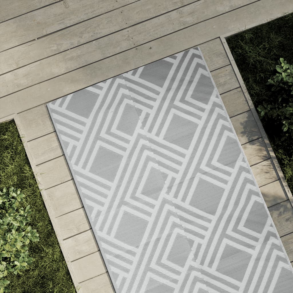 Outdoor-Teppich Arakil Grau Ø120 Cm Pp Streifen Grau