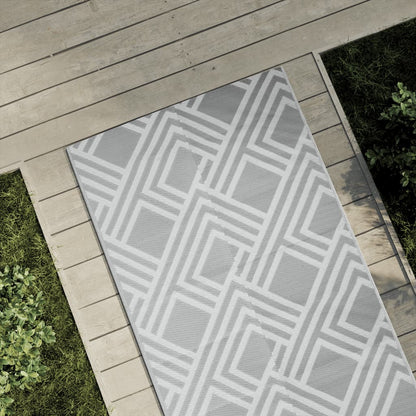 Outdoor-Teppich Arakil Grau Ø120 Cm Pp Streifen Grau