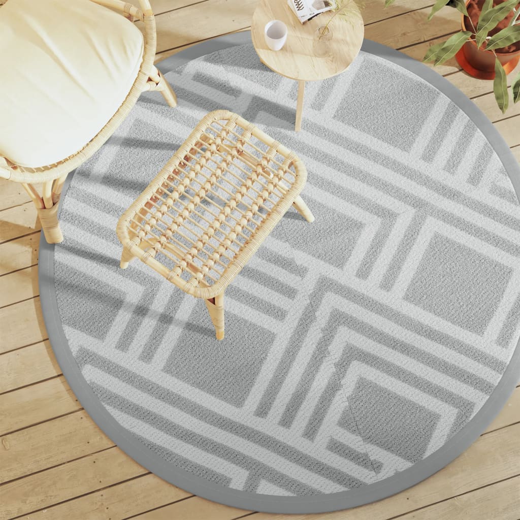 Outdoor-Teppich Arakil Grau Ø120 Cm Pp Streifen Grau