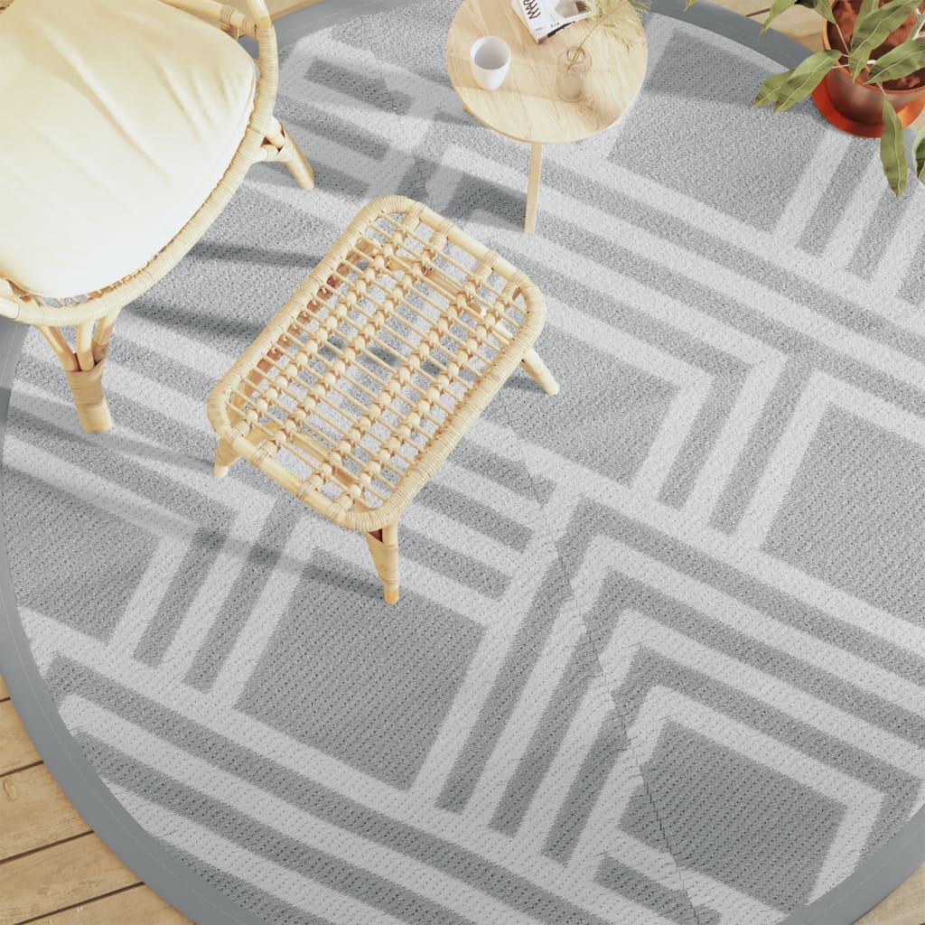 Outdoor-Teppich Arakil Grau Ø120 Cm Pp Streifen Grau