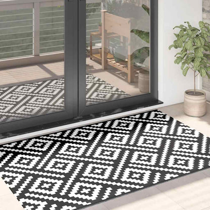 Outdoor-Teppich Arakil Weiß Und Schwarz Ø200 Cm Pp Quadratisches Design