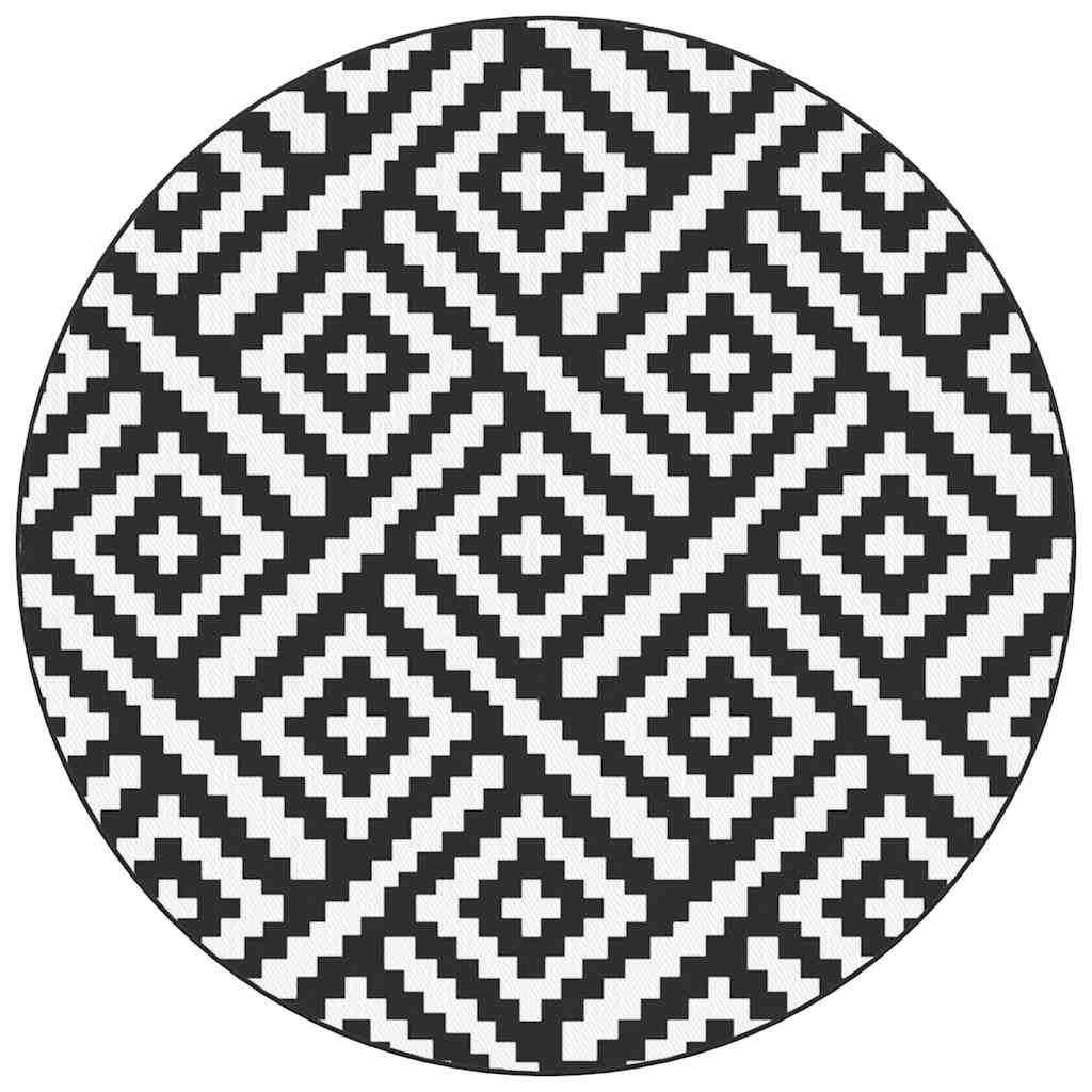 Outdoor-Teppich Arakil Weiß Und Schwarz Ø200 Cm Pp Quadratisches Design