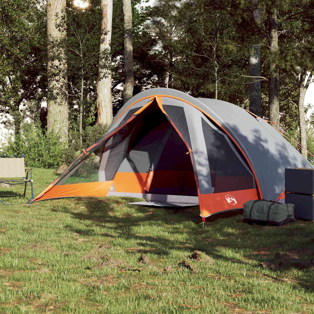 Campingzelt 4 Personen Wasserdicht Grau Und Orange