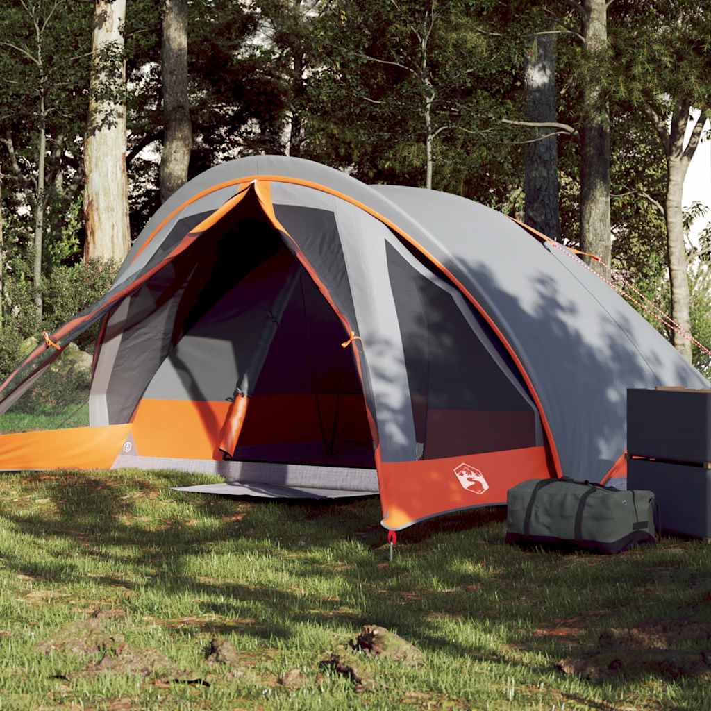 Campingzelt 4 Personen Wasserdicht Grau Und Orange