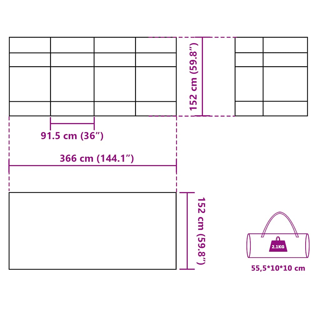 Camping-Windschutz 366X152X152 Cm Wasserdicht