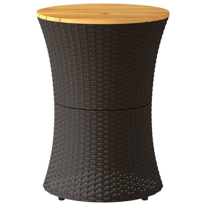 Garten-Beistelltisch Trommelform Poly Rattan Massivholz