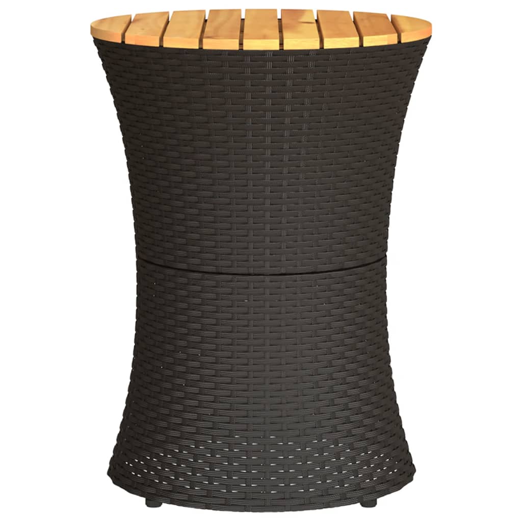 Garten-Beistelltisch Trommelform Poly Rattan Massivholz