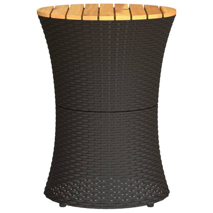 Garten-Beistelltisch Trommelform Poly Rattan Massivholz