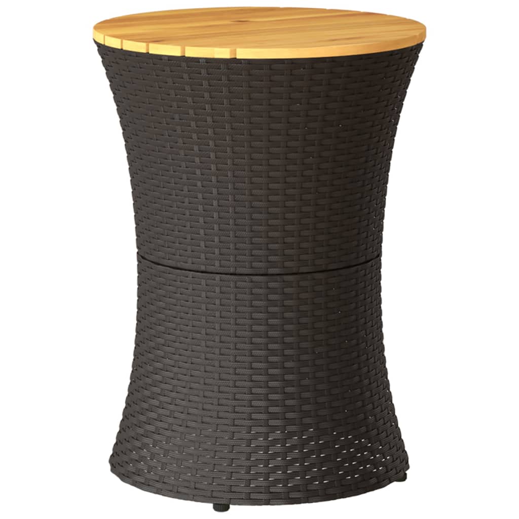 Garten-Beistelltisch Trommelform Poly Rattan Massivholz