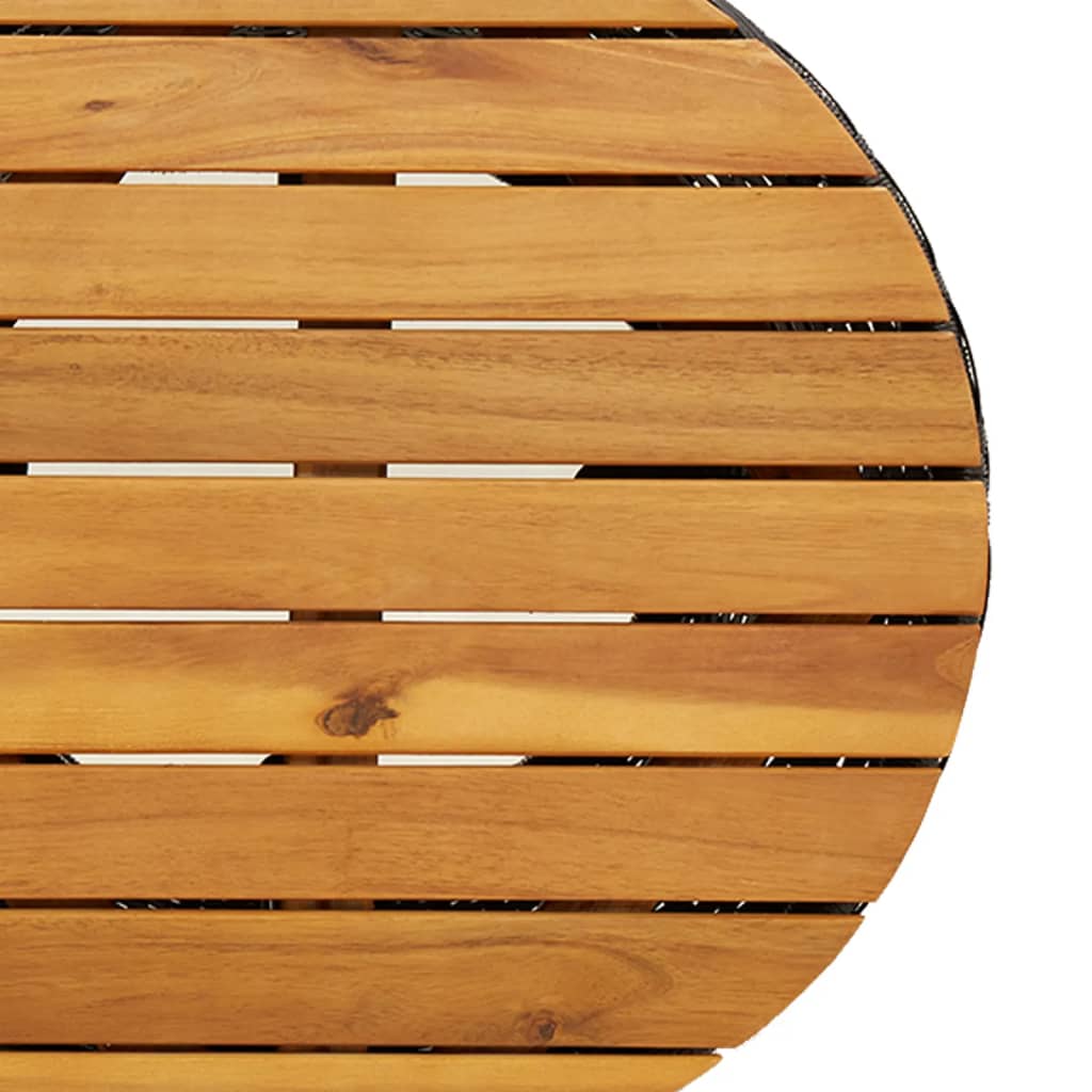 Garten-Beistelltisch Trommelform Poly Rattan Massivholz