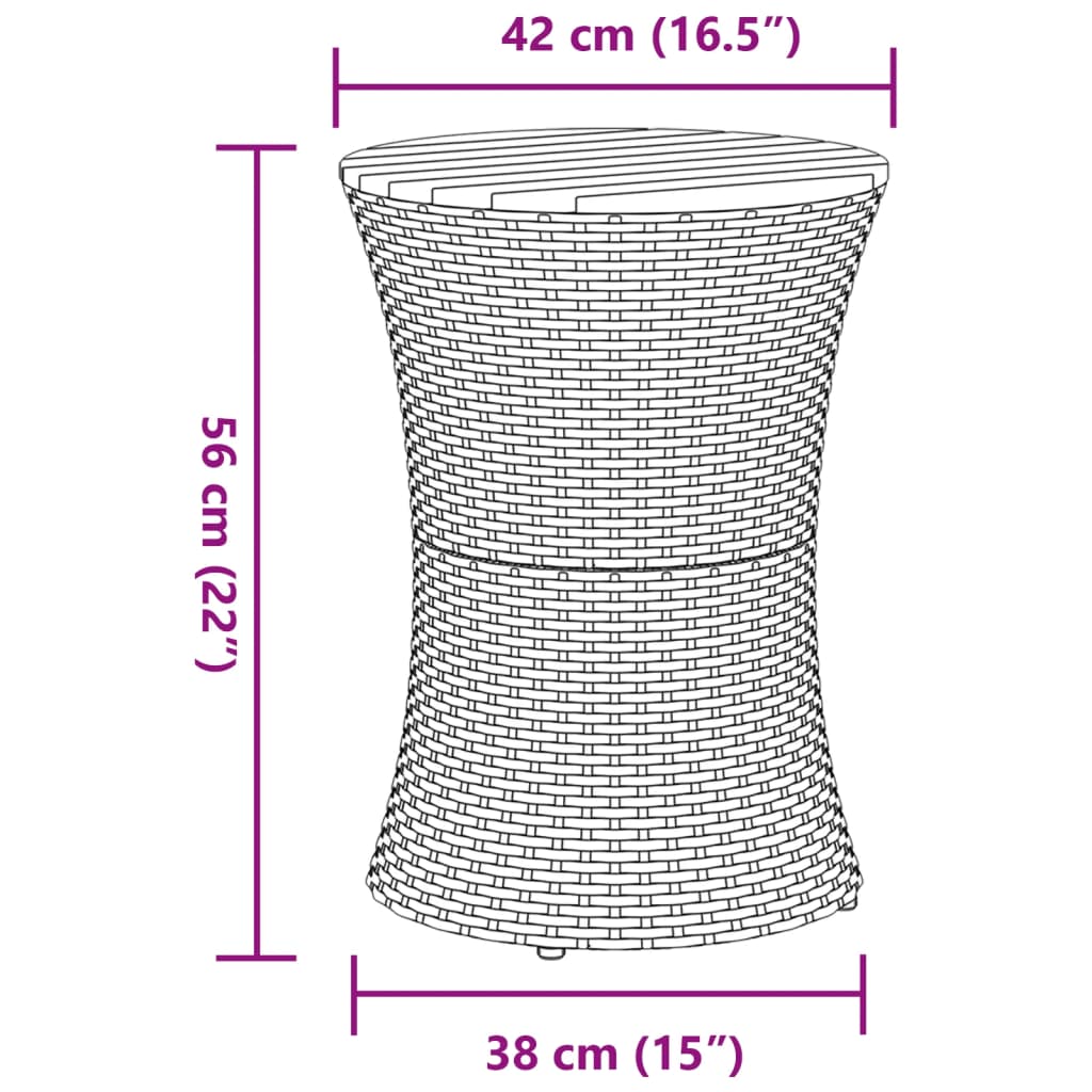 Garten-Beistelltisch Trommelform Poly Rattan Massivholz
