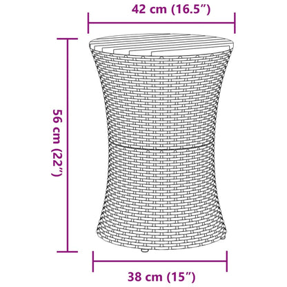 Garten-Beistelltisch Trommelform Poly Rattan Massivholz