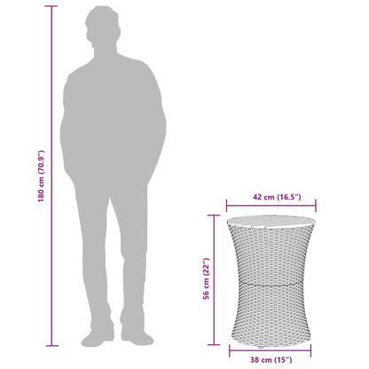 Garten-Beistelltisch Trommelform Poly Rattan Massivholz