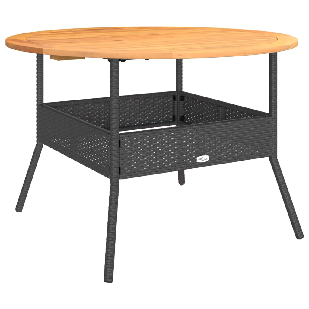Gartentisch Mit Holzplatte Ø110X71 Cm Poly Rattan
