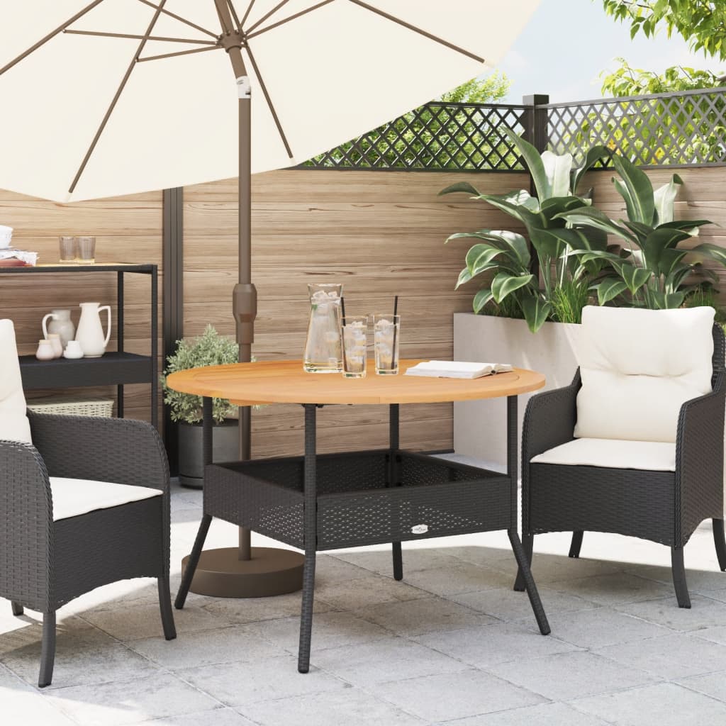 Gartentisch Mit Holzplatte Ø110X71 Cm Poly Rattan