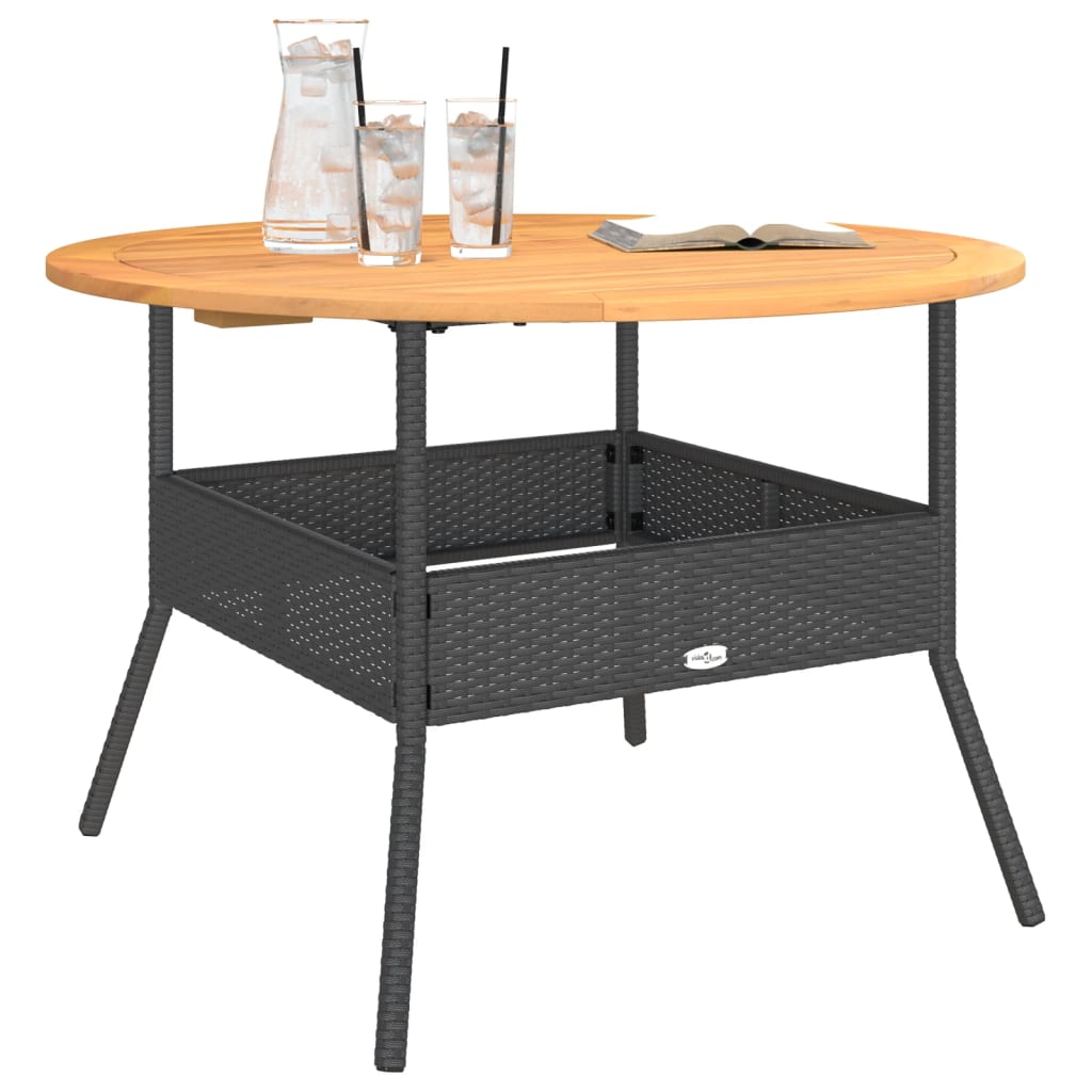 Gartentisch Mit Holzplatte Ø110X71 Cm Poly Rattan