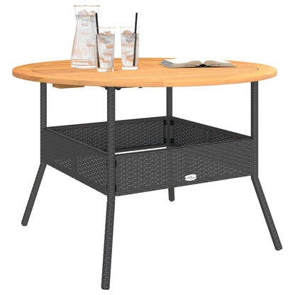 Gartentisch Mit Holzplatte Ø110X71 Cm Poly Rattan