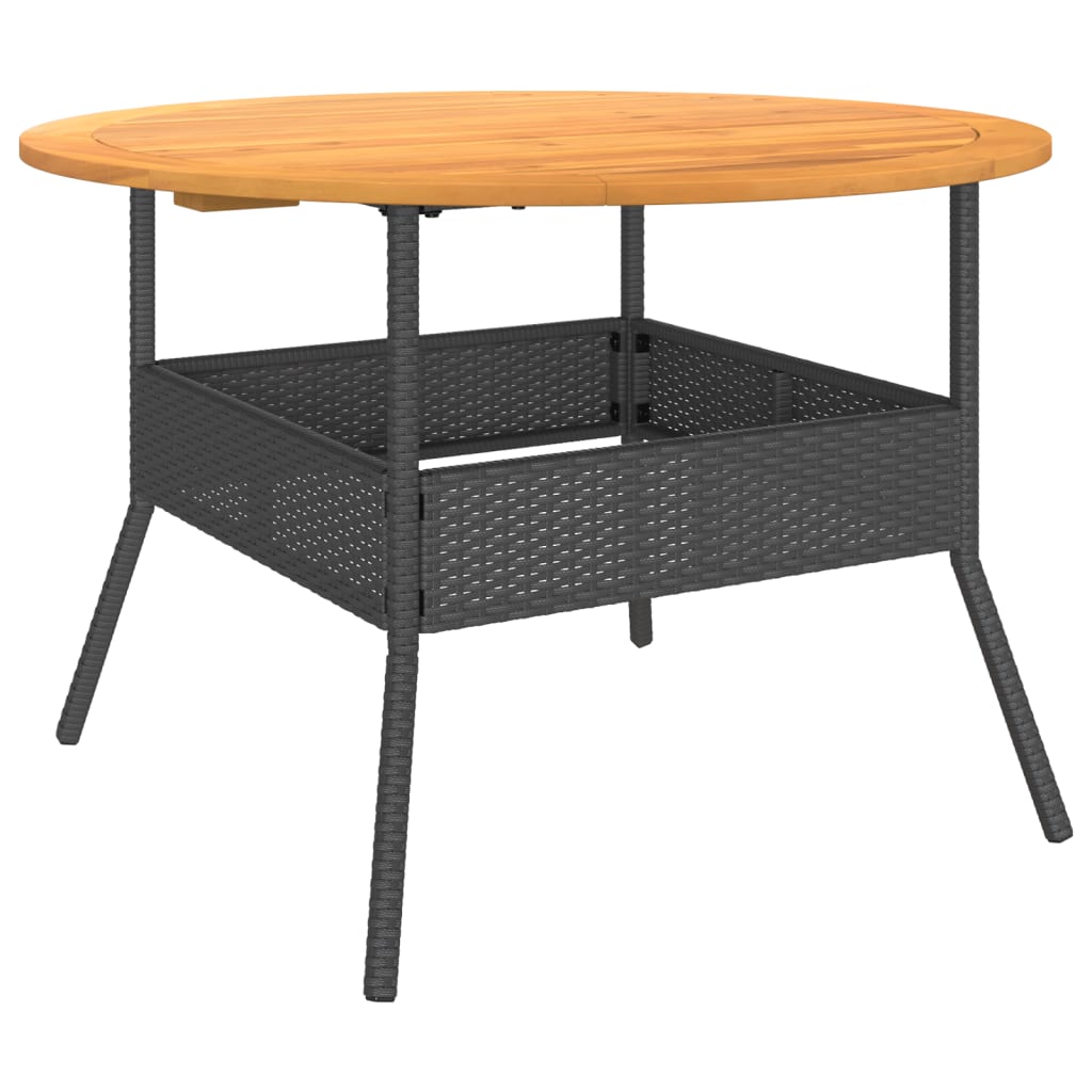 Gartentisch Mit Holzplatte Ø110X71 Cm Poly Rattan