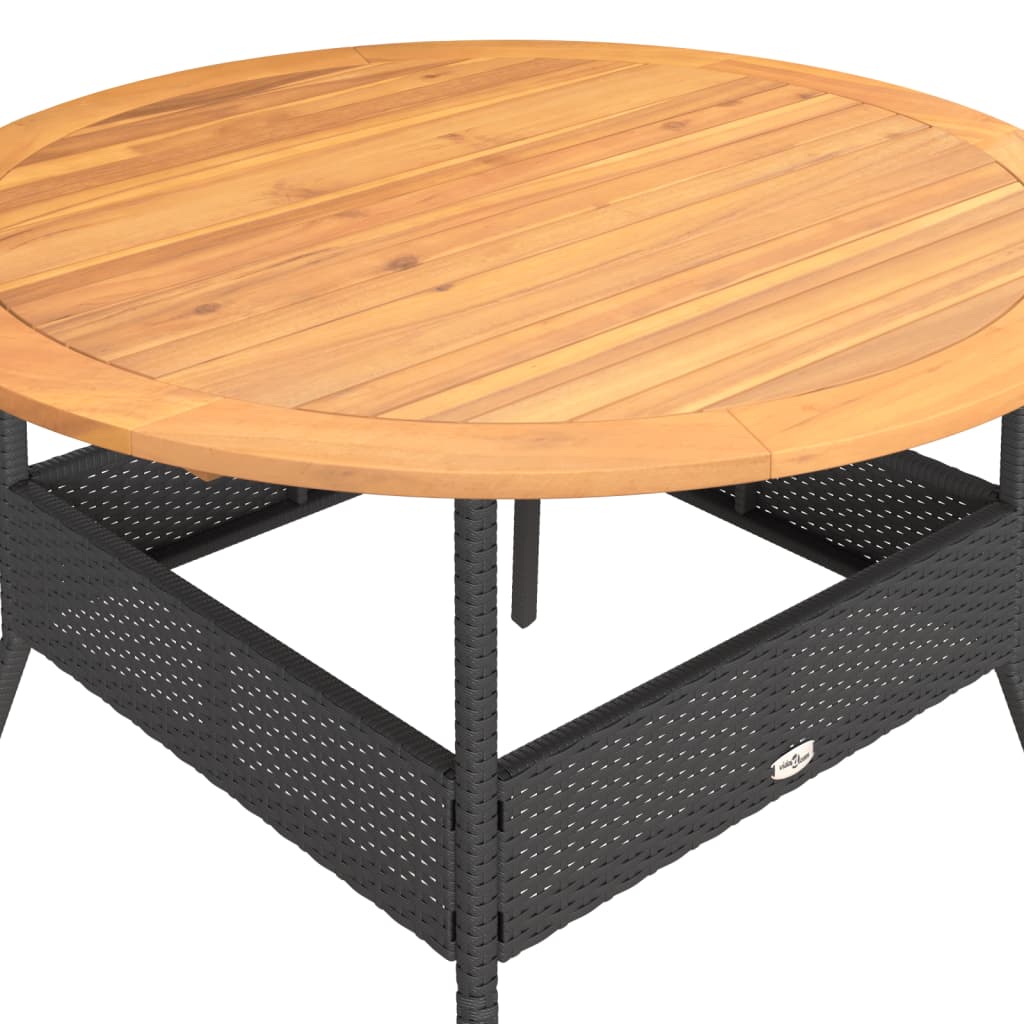 Gartentisch Mit Holzplatte Ø110X71 Cm Poly Rattan