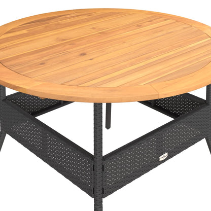 Gartentisch Mit Holzplatte Ø110X71 Cm Poly Rattan