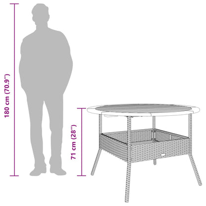 Gartentisch Mit Holzplatte Ø110X71 Cm Poly Rattan