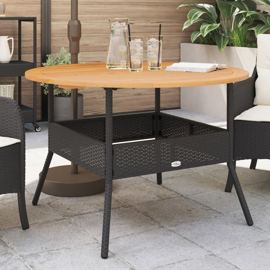 Gartentisch Mit Holzplatte Ø110X71 Cm Poly Rattan
