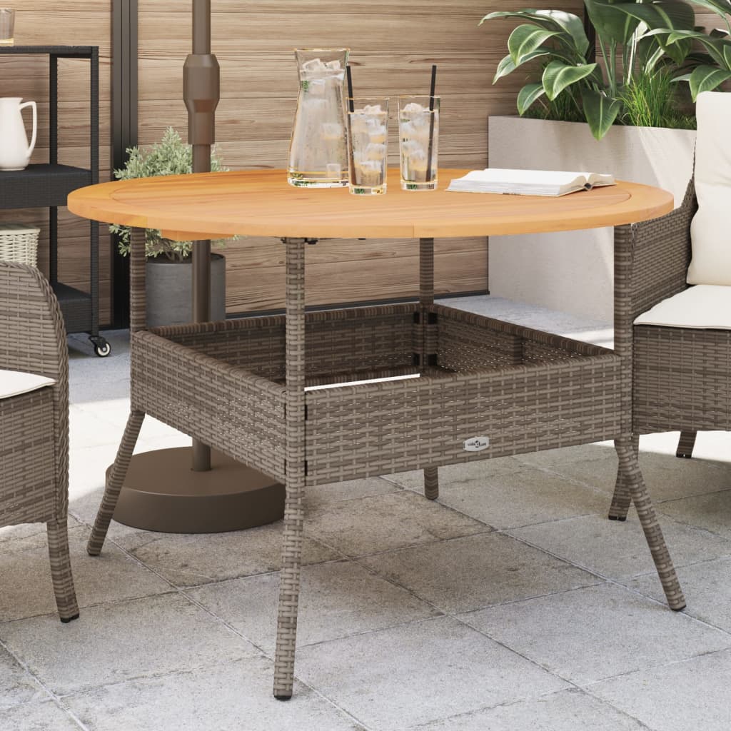 Gartentisch Mit Holzplatte Ø110X71 Cm Poly Rattan