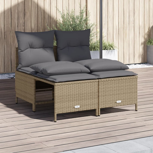 4-Tlg. Garten-Sofagarnitur Mit Kissen Poly Rattan