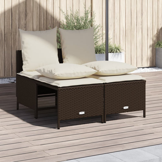 4-Tlg. Garten-Sofagarnitur Mit Kissen Poly Rattan
