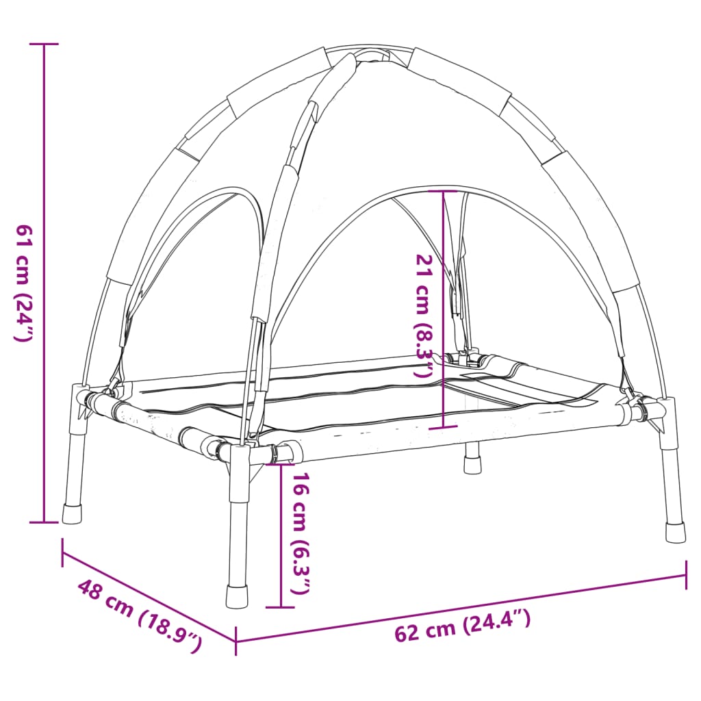 Hundeliege Mit Dach Anthrazit Oxford-Gewebe Und Stahl