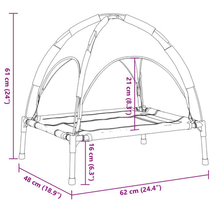 Hundeliege Mit Dach Anthrazit Oxford-Gewebe Und Stahl