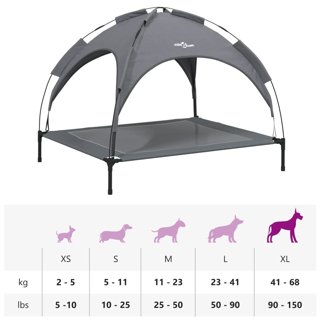 Hundeliege Mit Dach Anthrazit Oxford-Gewebe Und Stahl